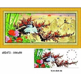 Mua Tranh đính đá đồng hồ Hoa Khai Phú Quý DF2472 (106x50) chưa đính