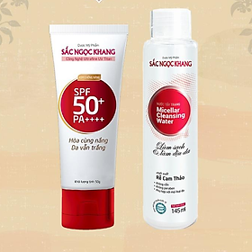 Combo bảo vệ và làm dịu da Sắc Ngọc Khang Kem chống nắng 50G+ Nước tẩy