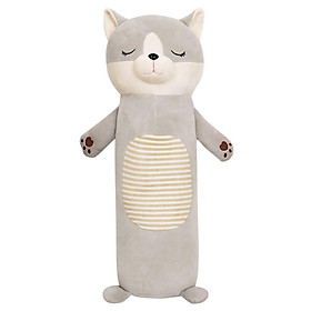 Gối Ôm Con Cáo Xám Nhắm Mắt 65cm Vải Miniso Siêu Mịn, An Toàn