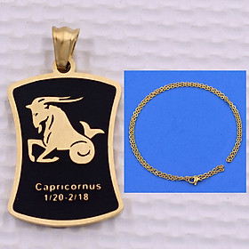 Mặt dây chuyền cung Ma Kết - Capricorn inox vàng kèm vòng cổ dây chuyền inox vàng + móc inox vàng, Cung hoàng đạo