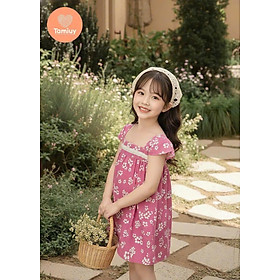 Đầm Bé Gái Hoa Nhí Vintage TAMIUY, Váy Trẻ Em Cotton Mềm Mại Phong Cách Hàn Quốc (Hồng / Vàng / Xanh)