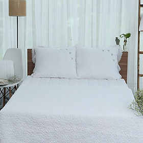 Mua Vỏ gối thiết kế hoa văn thêu Grand - Trắng