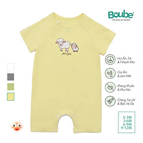 Bộ liền thân, bodysuit cộc tay cúc chéo cho bé sơ sinh nhiều màu sắc Boube, vải Cotton organic thoáng mát - Size 0-12M