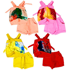 Bộ bé gái áo dây chéo và quần short thun có túi cho bé từ 1 đên 6 tuối từ 8 đến 22kg 06698-06701