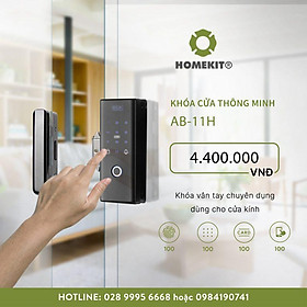 Khoá vân tay điều khiển qua app điện thoại cho cửa kính cường lực AB-11H - Bảo hành 1 đổi 1 trong vòng 12 tháng - HomeKit lắp đặt,Có gateway