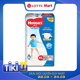 Tã Dán Huggies Dry Gói Cực Đại XL62 (62 Miếng) - Bao Bì Mới