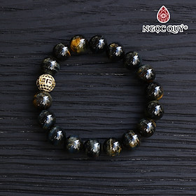 Vòng đá thiên nhiên hạt 10mm phối charm hợp kim đính đá - Ngọc Quý