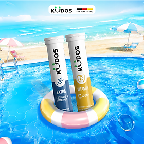 Combo 2 TPBVSK Viên Sủi KUDOS VITAMIN C 1000MG + Viên sủi KUDOS EXTRA bổ sung vitamin tổng hợp, Magie, Kẽm (20 viên/tuýp)