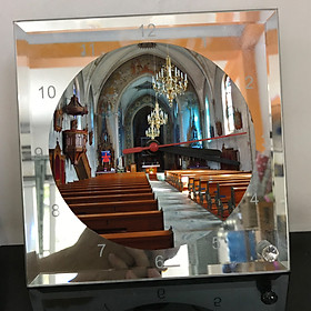 Mua Đồng hồ thủy tinh vuông 20x20 in hình Church - nhà thờ (182) . Đồng hồ thủy tinh để bàn trang trí đẹp chủ đề tôn giáo