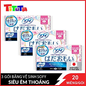 Combo 3 Băng Vệ Sinh Sofy Skin Comfort Ultra Thin 23cm Siêu Êm Thoáng Mỏng