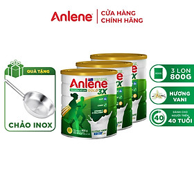 Combo 3 Sữa Bột Anlene Gold 3X Hương Vanilla tặng chảo inox