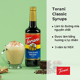 Siro Pha Chế Vị Socola Torani Classic Chocolate Milano Syrup 750ml Mỹ