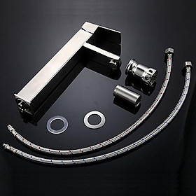 Mua Vòi Rửa Mặt Lavabo Nóng Lạnh INOX 304 vuông cao cấp (LN_309) (tặng kèm cặp dây cấp nóng lạnh INOX 304)