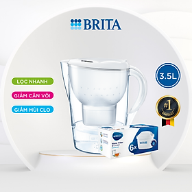 Combo Bình Lọc Nước BRITA Marella XL 3.5L kèm Hộp 6 lõi lọc BRITA Maxtra Plus - Hàng Chính Hãng