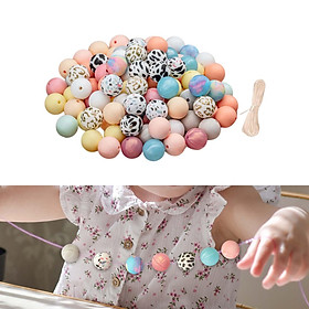 100x Spacer Beads DIY Accs Multicolor Tools with Beaded Rope Silicone Bead for Jewelry Making Finding Charms Keychain Adults