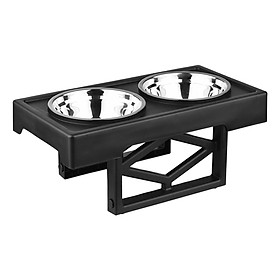 Elevated Raised Dog Bowls Stainless Steel Pet Food Water Double Bowls with Adjustable Stand for Small Medium Large Dogs