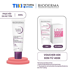 Hình ảnh Kem dưỡng làm dịu và phục hồi nhanh cho da tổn thương và sau thủ thuật thẩm mỹ Bioderma Cicabio Crème - 40ml