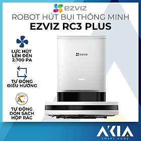 Robot hút bụi thông minh Ezviz RC3 / RC3 Plus - Lực hút 2700 Pa, Tự động điều hướng và né vật cản, Điều khiển remote đi kèm - Hàng chính hãng - RC3 PLUS