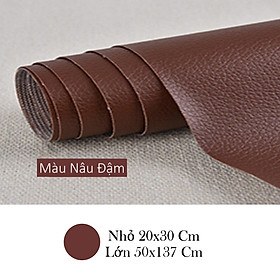 Miếng dán vải da PU - Miếng vải da dán sofa, quần á, giày dép, các đồ vật có bề mặt da - Màu xám nhạt - Màu đỏ mận - Màu nâu sẫm - Màu đen - Màu kaki - Màu be - Màu cafe - Kích thước 20x30cm - Kích thước 50x137cm