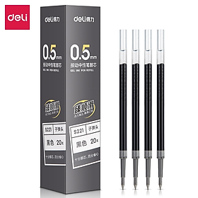 Combo 20 ruột bút gel S221 Deli 0.5mm dùng cho bút bi nước A575 không gai viết trơn tru phù hợp học sinh văn phòng