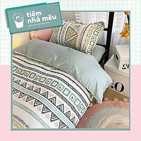 Bộ Vỏ chăn, ga, gối Cotton 3DFull size-Tiệm Nhà MêuSet 4 món Thổ Cẩm Xanh Ngọc Bền Bỉ