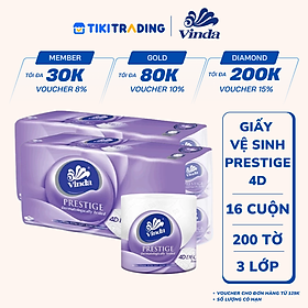 Combo 2 Lốc Giấy Vệ Sinh Cao Cấp Vinda 3 Lớp - Prestige 4D