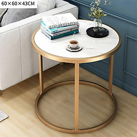 Mua Bàn đặt góc sofa mặt gỗ tròn  chân sắt sang trọng trang trí nội thất phòng khách - Bàn trà  bàn cafe đẹp