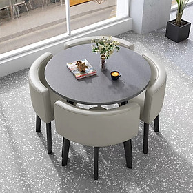 Mua Bộ Bàn Ăn Tròn 4 Ghế Da Cao Cấp  Bàn Ăn Gỗ Giả Vân Đá