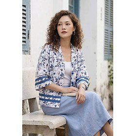 Áo Kiểu Vintage Cổ Ve Linen Hoa Mẫu Đơn Top252 Thời trang Hity