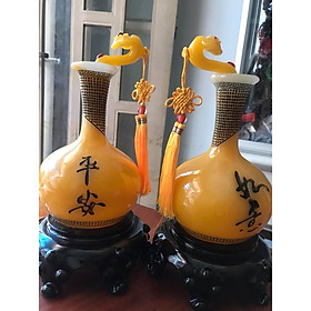 Mua CẶP BÌNH VÀNG CÓ GẬY NHƯ Ý CAO 35CM NGANG 20CM MỆNH THỔ MỆNH KIM CÔNG DỤNG BÌNH AN MAY MẮN