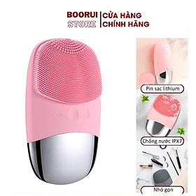 Máy rửa mặt sóng âm cầm tay 3 trong 1 BOORUI 03 : Rung 5 cấp độ massage, đẩy tinh chất, làm sạch sâu và trẻ hóa làn da