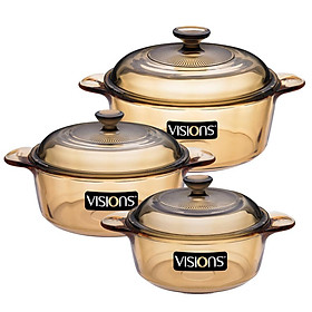 Mua Bộ 3 nồi thủy tinh Visions (loại trung) VS-332 - Xuất xứ từ Pháp - Hàng chính hãng