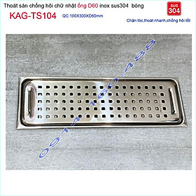 Mua Thoát sàn 10x30cm KAG-TS104  Phễu thoát sàn dài mặt Caro Inox SUS304 bóng dày đẹp thoát nhanh chặn tóc tốt