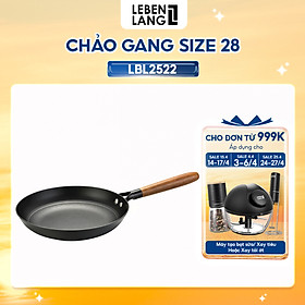 Mua Chảo gang chống dính Lebenlang LBL2521 và LBL2522  size 24  28  tay cầm gỗ dùng mọi loại bếp - hàng chính hãng