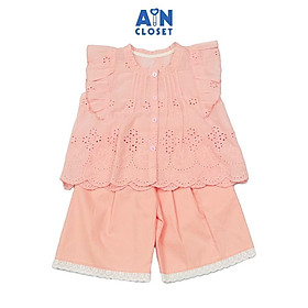 Bộ quần áo Lửng bé gái họa tiết Nắng Hồng Thêu Cotton - AICDBGTZZ9TJ - AIN Closet