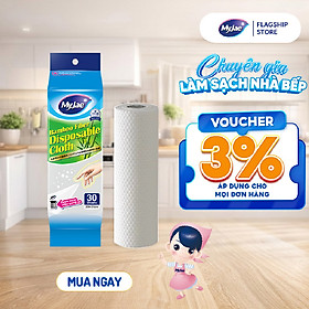 Khăn Lau Sợi Tre MyJae Một Lần Dùng Lau Bề Mặt, Đánh Bay Dầu Mỡ 20cm x 25cm (30 Cái/Bịch)