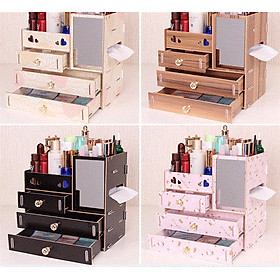 Mua Kệ đựng mỹ phẩm 4 tầng có gương - Hộp đựng đồ đa năng nhiều ngăn 28*18*28 cm  giao màu ngẫu nhiên+ Tặng kèm hình dán ngẫu nhiên