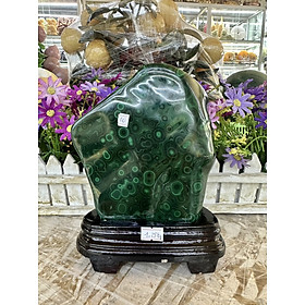 Trụ đá phong thủy trấn trạch đá lông công Malachite