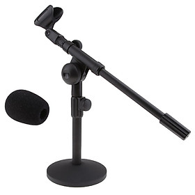 Adjustable Microphone Stand Tabletop Mic Stands & 2 Black Soft Sponge Cover