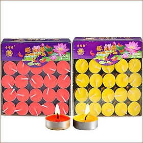 Mua Nến viên Bơ TEALING 1giờ 100 viên (đỏ  vàng) 100 nến/hộp(vòng nhôm 2.5cm)
