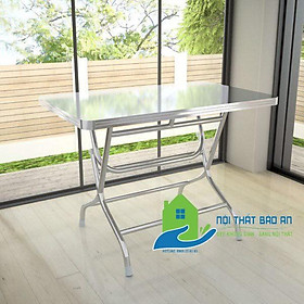 Mua Bàn ăn chữ nhật inox 304 cao cấp rộng 0 7m dài 1m2 chân cao - Nội Thất Bảo An