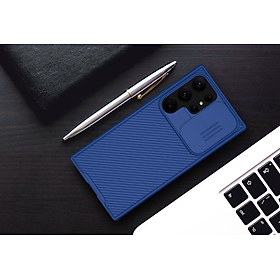 Ốp lưng chống sốc bảo vệ camera cho Samsung Galaxy S23 Ultra hiệu Nillkin Camshield Pro chống sốc cực tốt, chất liệu cao cấp, có khung & nắp đậy bảo vệ Camera - Hàng nhập khẩu - Xanh Dương