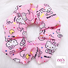 Thun cột tóc vải chun buộc kitty hồng