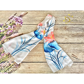 Khăn Lụa Cao Cấp Vẽ Tay SenSilk Limited 180x55cm - Quà Tặng Doanh Nghiệp, Lụa Tơ Tằm Bảo Lộc