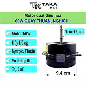 Motor quạt hơi nước 60w(Dây đồng) trục 12 quay ngược quay xuôi  3 tốc độ, dây đồng 100