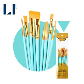 Mua Bộ cọ vẽ màu nước  màu acrylic  màu sơn dầu  màu gouache  tô tranh số hóa. Set 10 cọ vẽ màu pastel nhiều kích thước