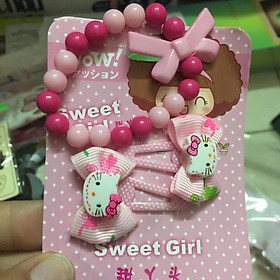 Sét 2 cặp tóc và vòng tay Kitty cho bé gái