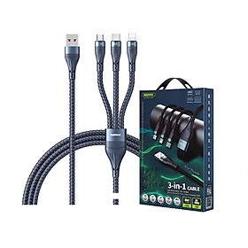 Mua Cáp sạc nhanh đa năng 3in1 Remax RC-199th 3 đầu Type C / LN cho Táo / Micro USB 6A max 66W - dây dài 1.2m - hàng chính hãng