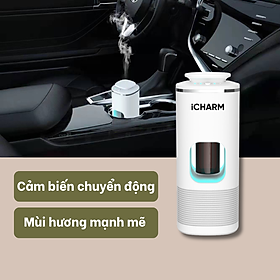 Máy khuếch tán tinh dầu ô tô, tạo mùi thơm xe hơi chính hãng iCHARM - cảm biến chuyển động, điều chỉnh cường độ mùi theo ý