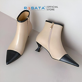 Giày boot nữ cổ cao cao gót 5 phân phối kiểu chữ G nổi bật ROSATA RO618 ( BẢO HÀNH 12 THÁNG ) - NUDE